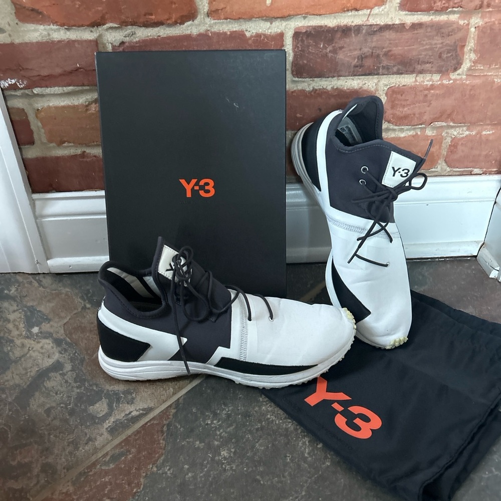 Y-3 Men's White and Black Sneakers